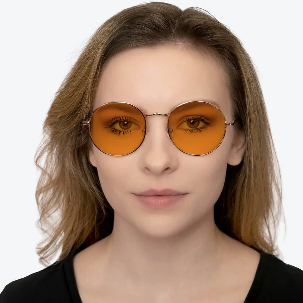 SunDown Elton Blue Blocking Glasses - Gold - Prescription - Image 3