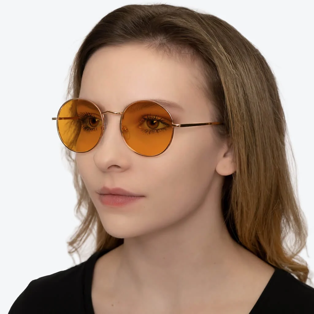 SunDown Elton Blue Blocking Glasses - Gold - Prescription - Image 5